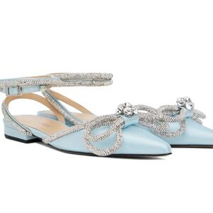 MACH & MACH Powder Blue Crystal-Embellished Pointed Toe Slingbacks